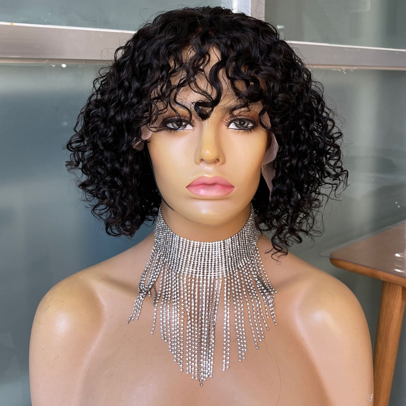 Indian Virgin Human Hair Transparent Lace Front Wigs Pre Plucked Hd Curly Lace Frontal Wig Hd Lace W